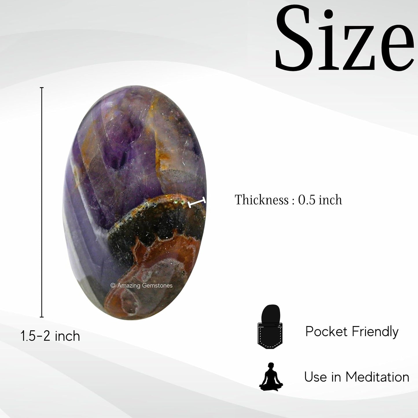 Amazing Gemstone Amethyst Chevron Crystals and Healing Stones - Large Palm Stone Crystals Piedra - Crystal for Good Luck, Positive Energy, Meditation - Unique Stocking Stuffers, Gifts for Women, Men