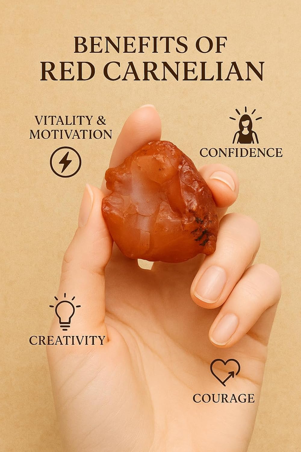 Large 1.25-2.0” Natural Red Carnelian Raw Stone – Healing Crystal for Creativity, Courage & Motivation | 100% Genuine Rough Carnelian Gemstone for Sacral Chakra, Reiki, Meditation & Manifestation
