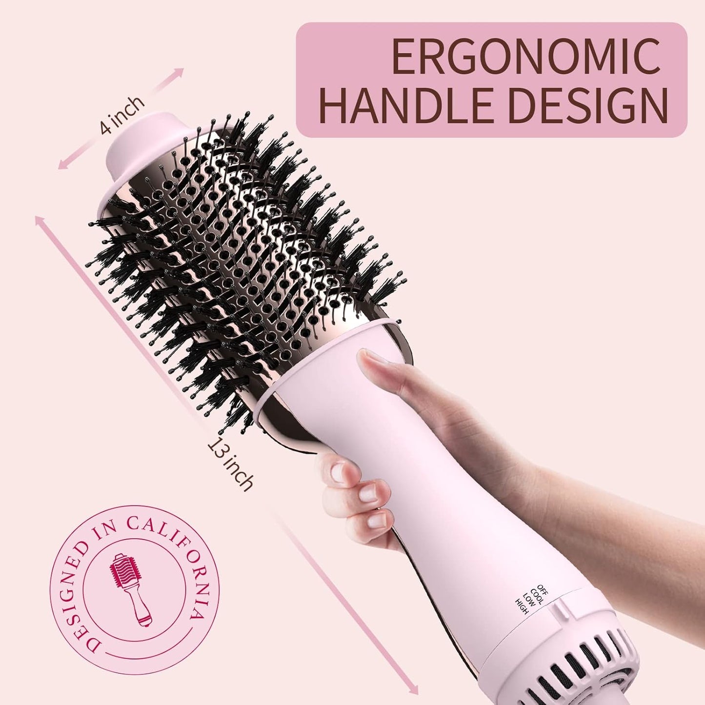 Hair Dryer Brush Blow Dryer in One, Upgraded 4 in 1 Hair Dryer and Styler Volumizer with Negative Ion Anti-frizz Ceramic Titanium Barrel Hot Air Hair Straightener Brush