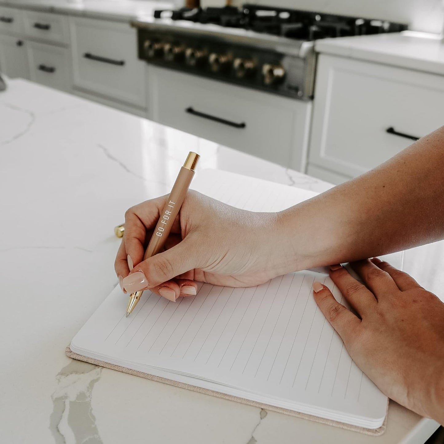 Sweet Water Decor Cute Motivational Lined Composition Notebook for Women, 100 Ruled Pages for Writing, Diary with Fabric Inspirational Cover (You Got This)