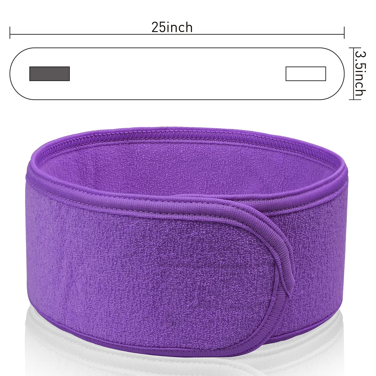 Denfany Spa Headband 3 Pack Ultra Soft Adjustable Face Wash Headband for Face Washing, Shower, Makeup and Sport (purple)