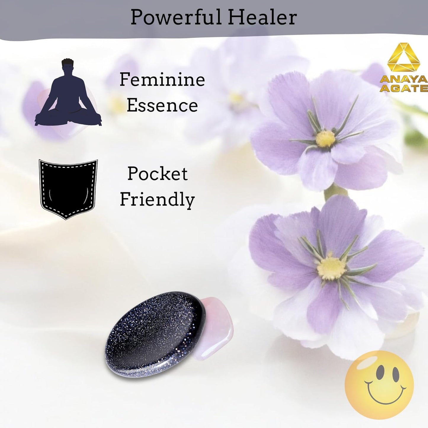 Blue Goldstone Worry Stones – Crystal Thumb Worry Stone for Anxiety, Stress – Relaxing and Soothing Balance Stones for Meditation, Stress Relief – Healing Stones and Crystals for Men and Women