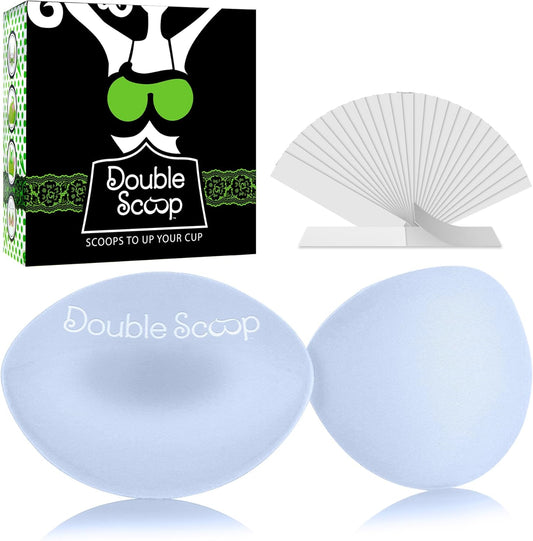 Double Scoop® Push Up Inserts w/Bonus Tape Sticky Strips, Instant Breast Implants, Replacement Bra Pads