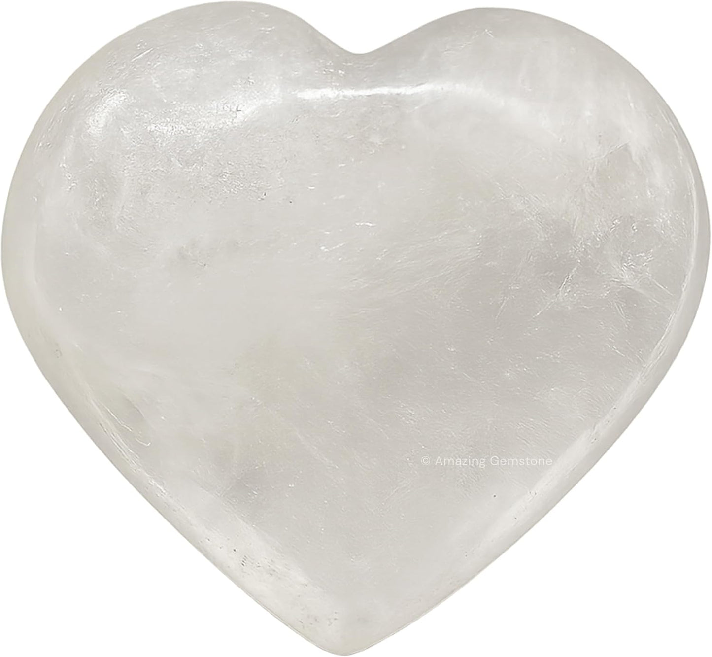 Amazing Gemstone Clear Quartz Crystal Heart Palm Stone - Pocket Massage Worry Stone for Natural Body Chakra Balancing, Reiki Healing and Crystal Grid