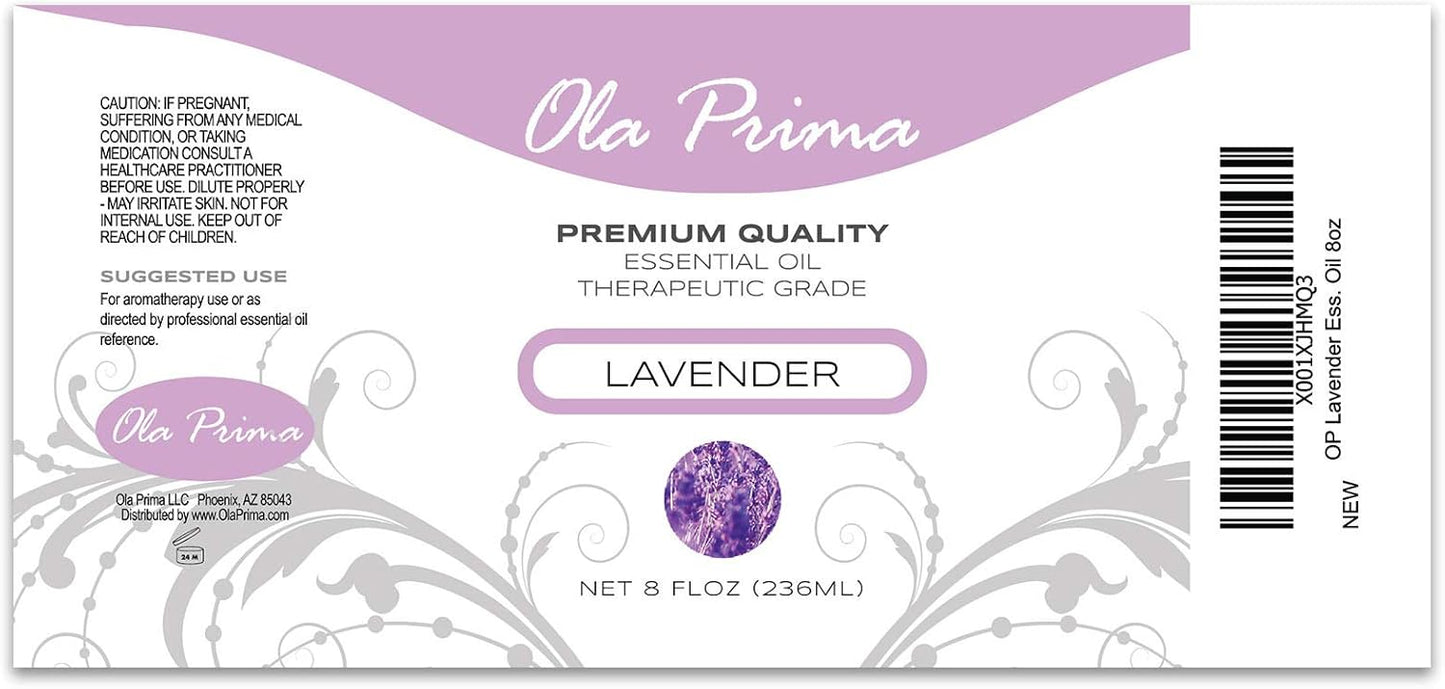 Ola Prima Lavender Essential Oil 8 Fluid Ounces - Aromatherapy