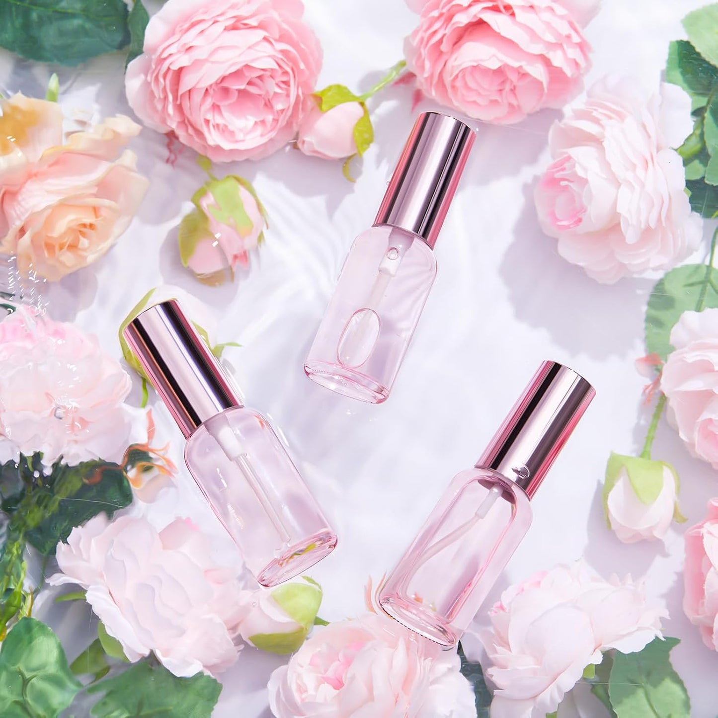 Roshtia 30 Pcs 1 Oz/ 30 ml Pink Glass Spray Bottle Refillable Perfume Atomizer Clear Decorative Empty Bottles with Fine Mist Sprayer Pump for Face Body Travel