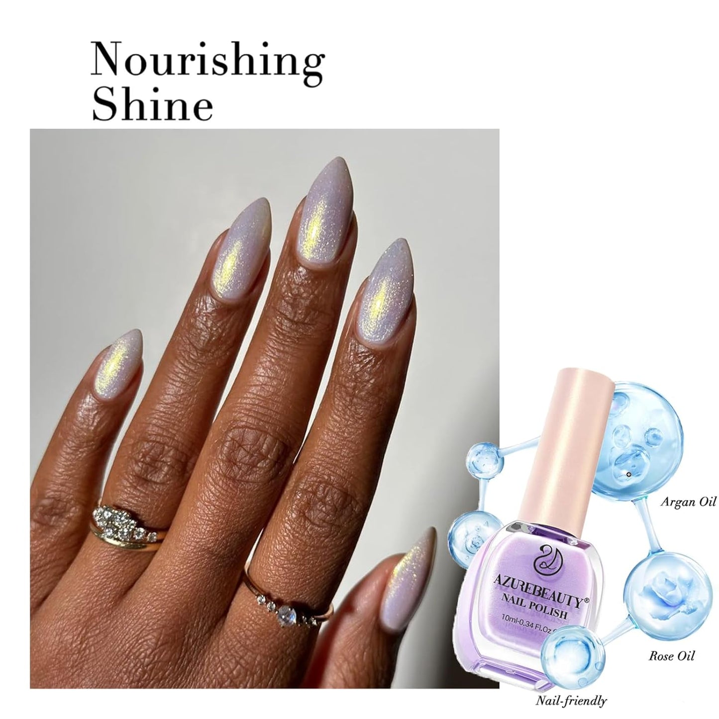 AZUREBEAUTY Nail Polish Set, 4 Colors Pearl Shimmer Blue Pink White Quick Dry Natural Nail