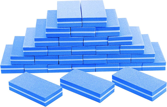 Diesisa Buffer Block Nail File, 100/180 Grit Sponge Nail Buffers for Acrylic Nails, Mini Buffing Block Double Sided for Manicure Tools 30 Count - Blue