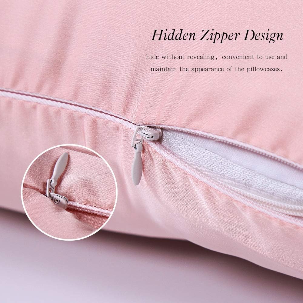 100% Mulberry Silk Pillowcases Set of 2 for Hair and Skin and Super Soft and Breathable King Size Nature Silk Pillowcases (King, Pink)