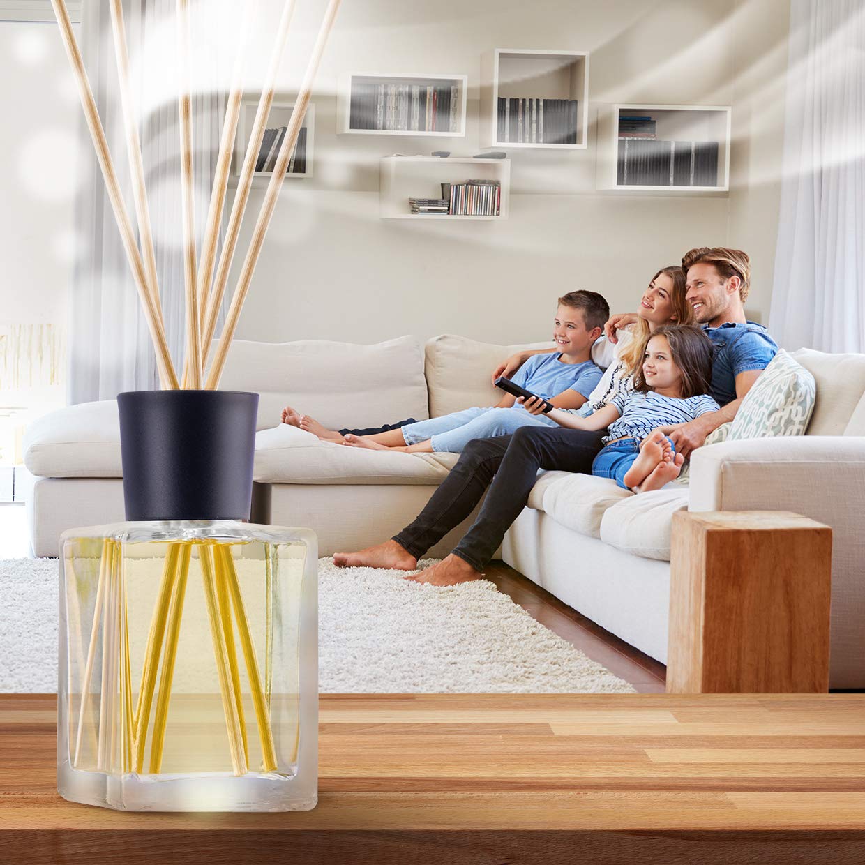 Lemongrass Reed Diffuser w/Natural Essential Lemongrass Oil 17 Fl Oz (500ml) - Intensive - Fresh and Long Lasting Fragrance - Scented Reed Diffuser - Diffuser Gift Set w/Bamboo Sticks