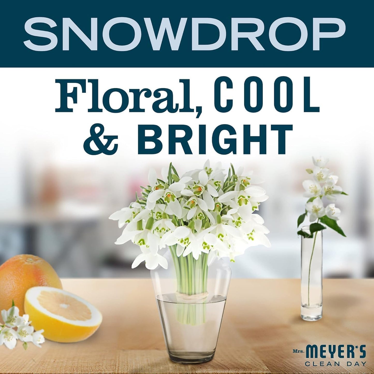 MRS. MEYER'S CLEAN DAY Room and Air Freshener Spray, Non-Aerosol Spray Bottle Infused with Essential Oils, Snowdrop, 8 fl. oz