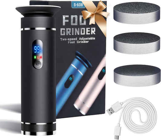 krofaue Rechargeable Electric Callus Remover for Feet - 2 Speed Electric Foot File with 30 Replaceable Sandpaper, Wireless Pedicure Tool for Dead Skin & Heel Callus