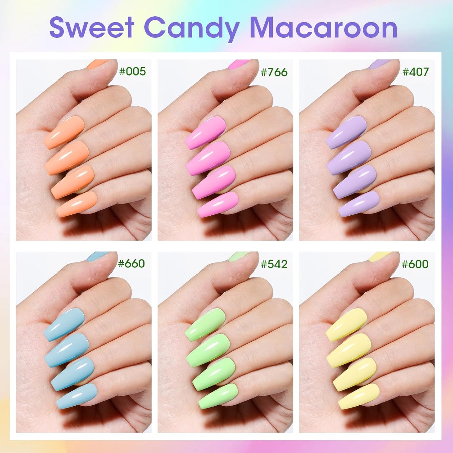 GELLEN Pastel Gel Nail Polish, Spring Summer Gel Polish Macaron Colors Nude Pink Purple Blue Green Yellow, No Wipe Soak Off Long Lasting UV Light Gel for Women Girls Manicure Salon Home, 10ml