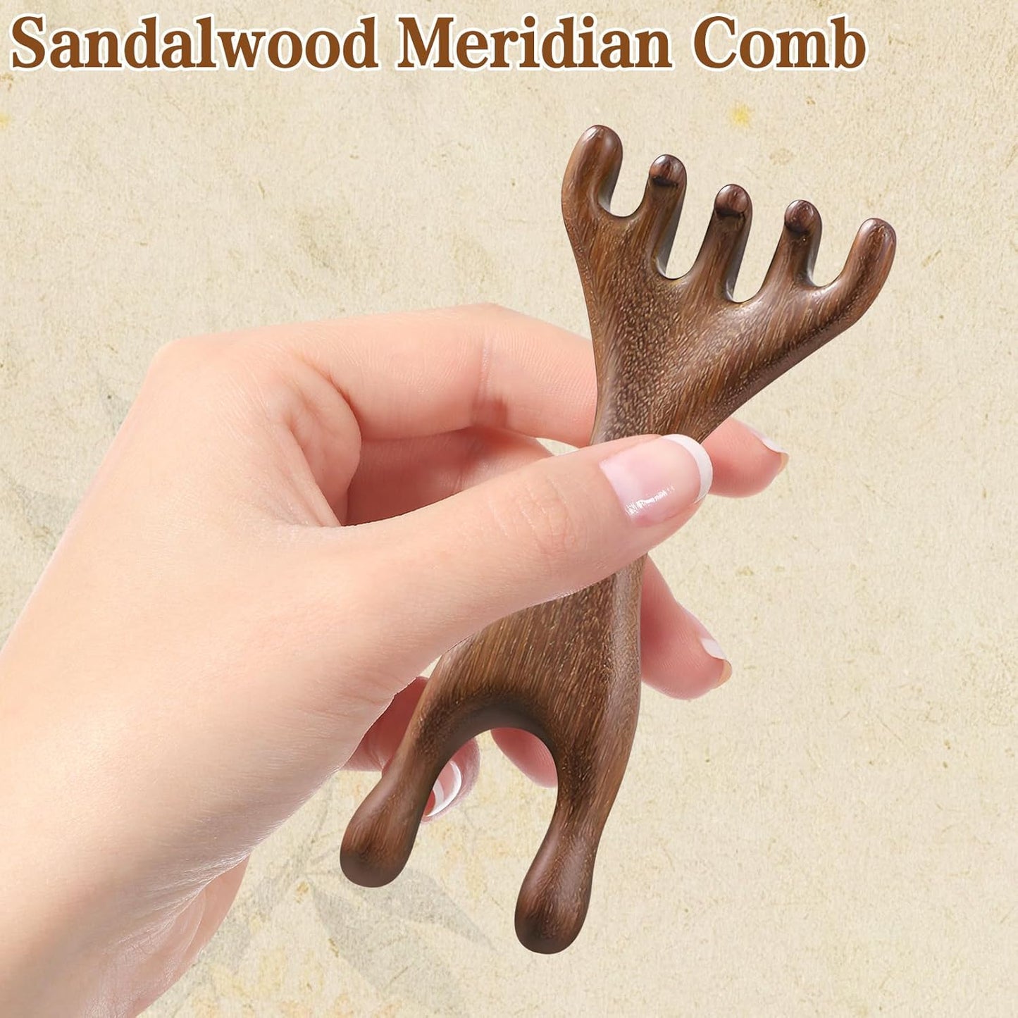 2Pcs Meridian Comb Fivetouch Therapy Comb Sandalwood Massage Claws Guas Sha wood therapy Tools ergonomic for Head Face Eye Nose Massager Brush Relaxation Wellness