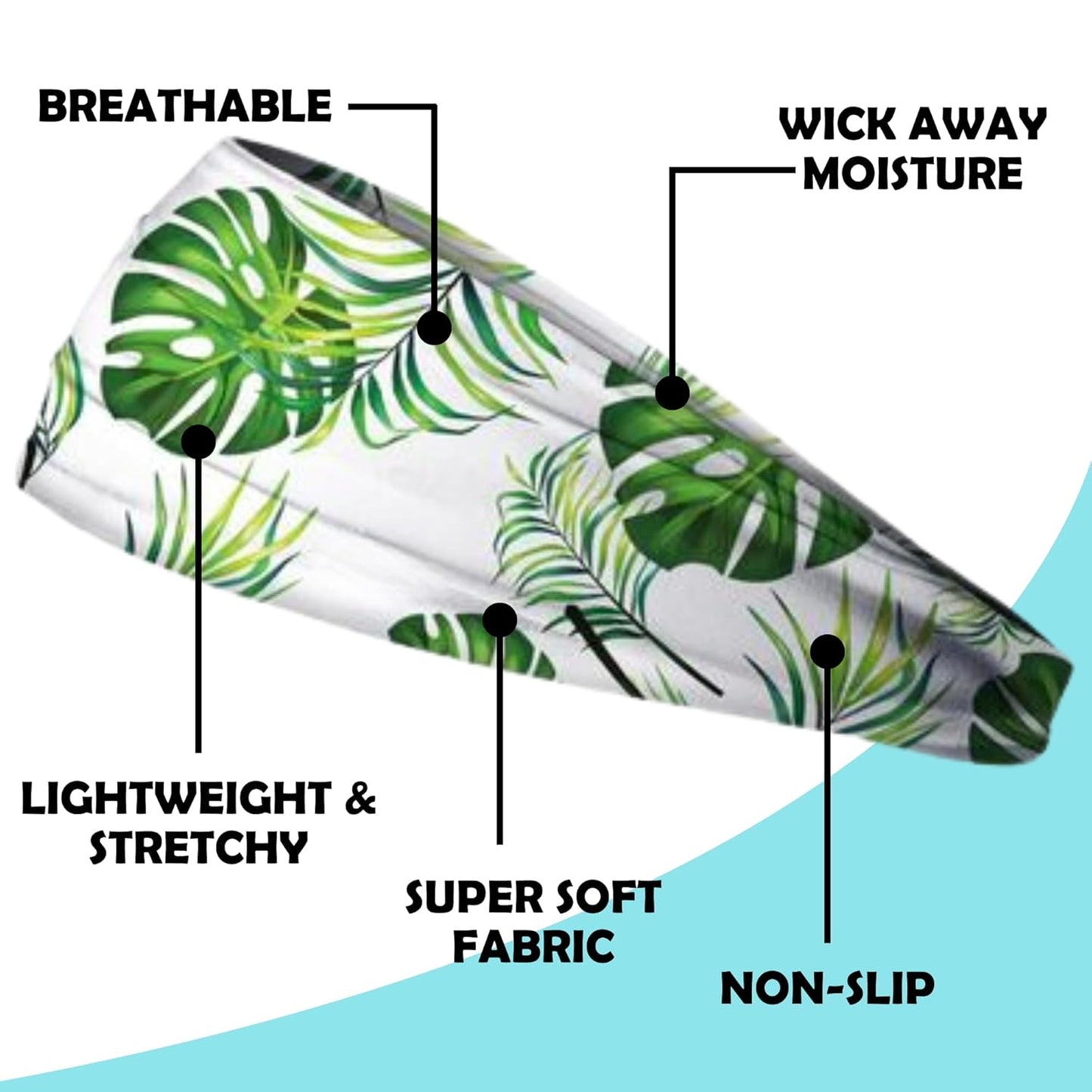 LOTUS78, Pack of 6 Wide Headbands for Women Non Slip, Fashionable Sports Hair Bands for Women's Hair, Soft Elastic Stretchy Head bands, Yoga Workout Headbands for Women Daily Fashion (Tropical)