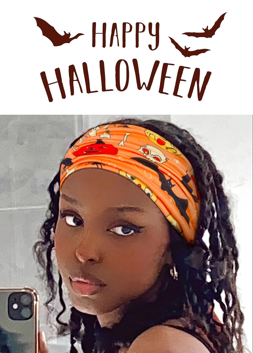 Huachi Halloween Headbands for Women Cute Knotted Head Bands Girls Hair Accessories Devil Pumpkin Skull Hairbands Fashion Fall Costume Hairwear Holiday Gifts (Pack of 4)