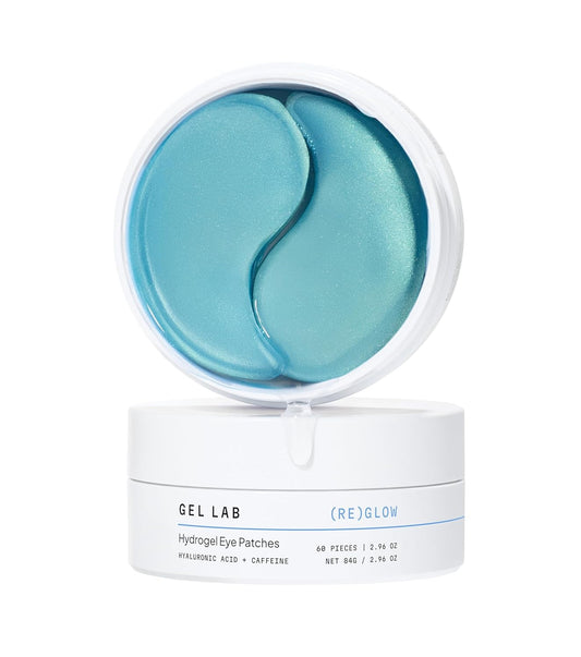 Gel Lab REGLOW Hyaluronic Acid & Caffeine Korean Skincare Eye Patches for Puffy Eyes, Dark Circles, and Wrinkles - Hydrating Under Eye Mask - 60 Gel Patches