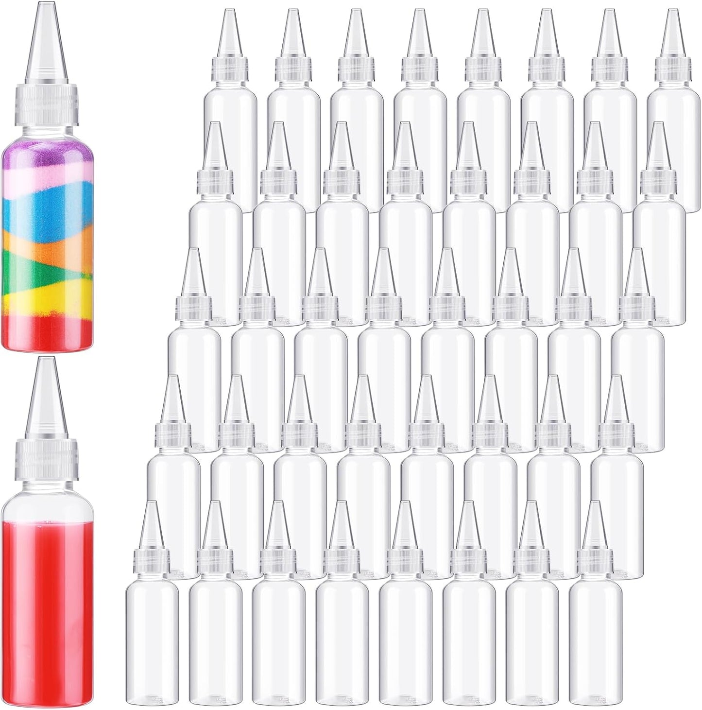 100 Pcs 1.7 oz Plastic Squeeze Bottles with Leak-proof Top Caps Writer Bottles for Paint Crafts Lotion Glue Liquids Travel and Crafts Empty Sand Art Supplies