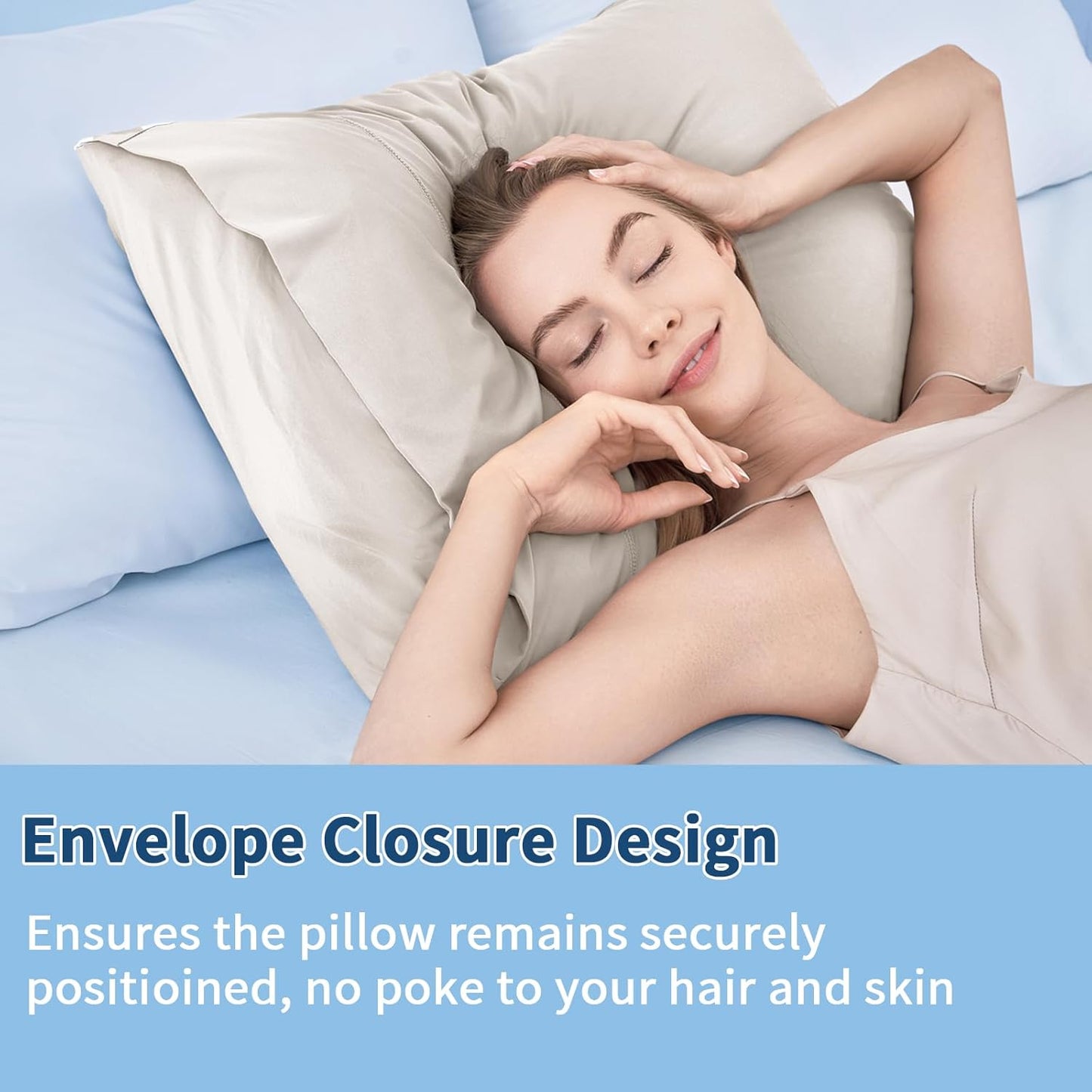 Cooling Pillow Cases 2 Pack for Hot Sleepers and Night Sweats, Ice Cool Pillow Covers King Size Set of 2 for Hair Skin Reduces Wrinkles&Frizz Softer Than Silk Pillow Cases, Envelope Closure,Champagne