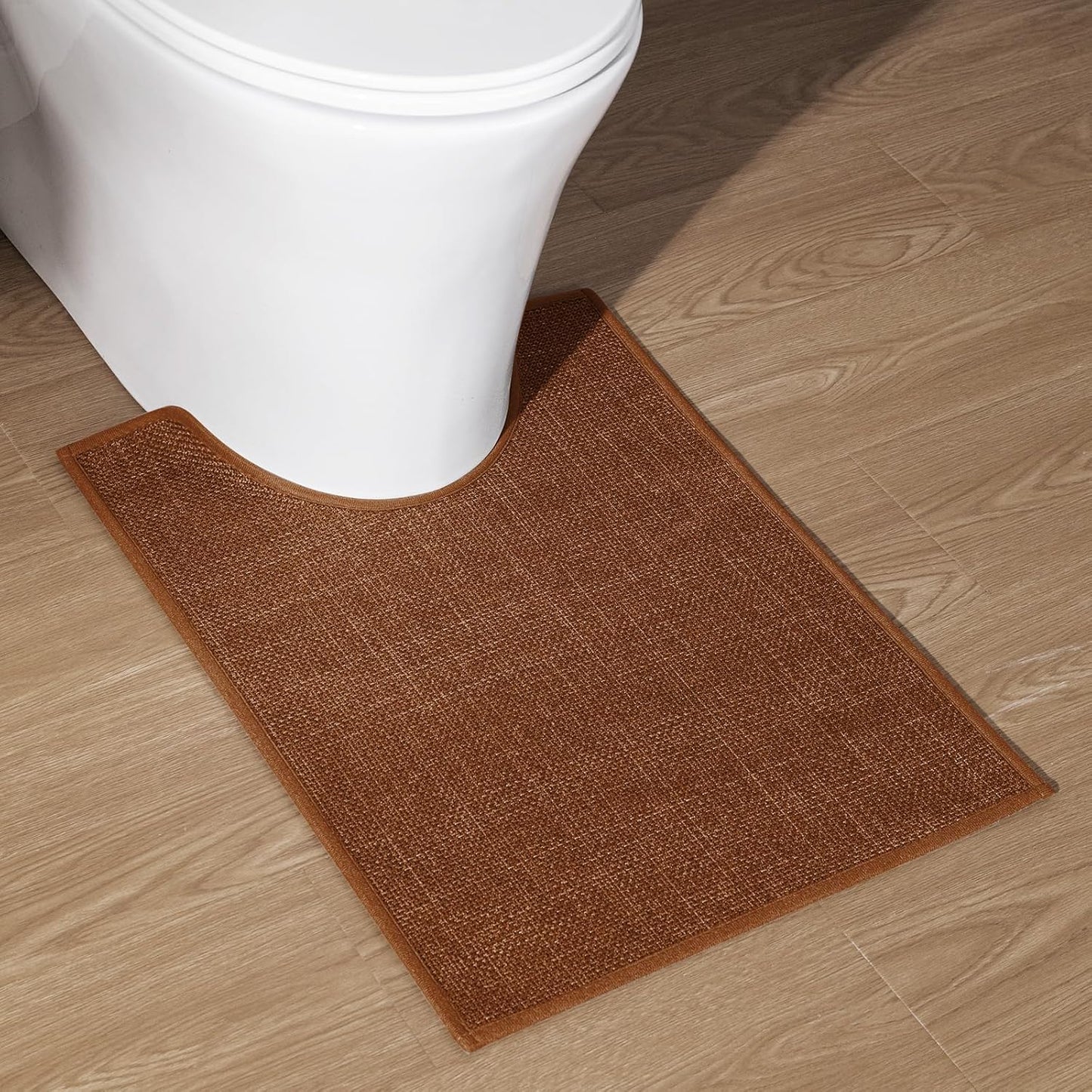 chakme Bathroom Rugs Mat U-Shaped 24x17, Ultra ThinNon Slip Bath Mat Small Quick Dry Absorbent Bath Matfor Bathroom Floor, Rust, U-24"x17"