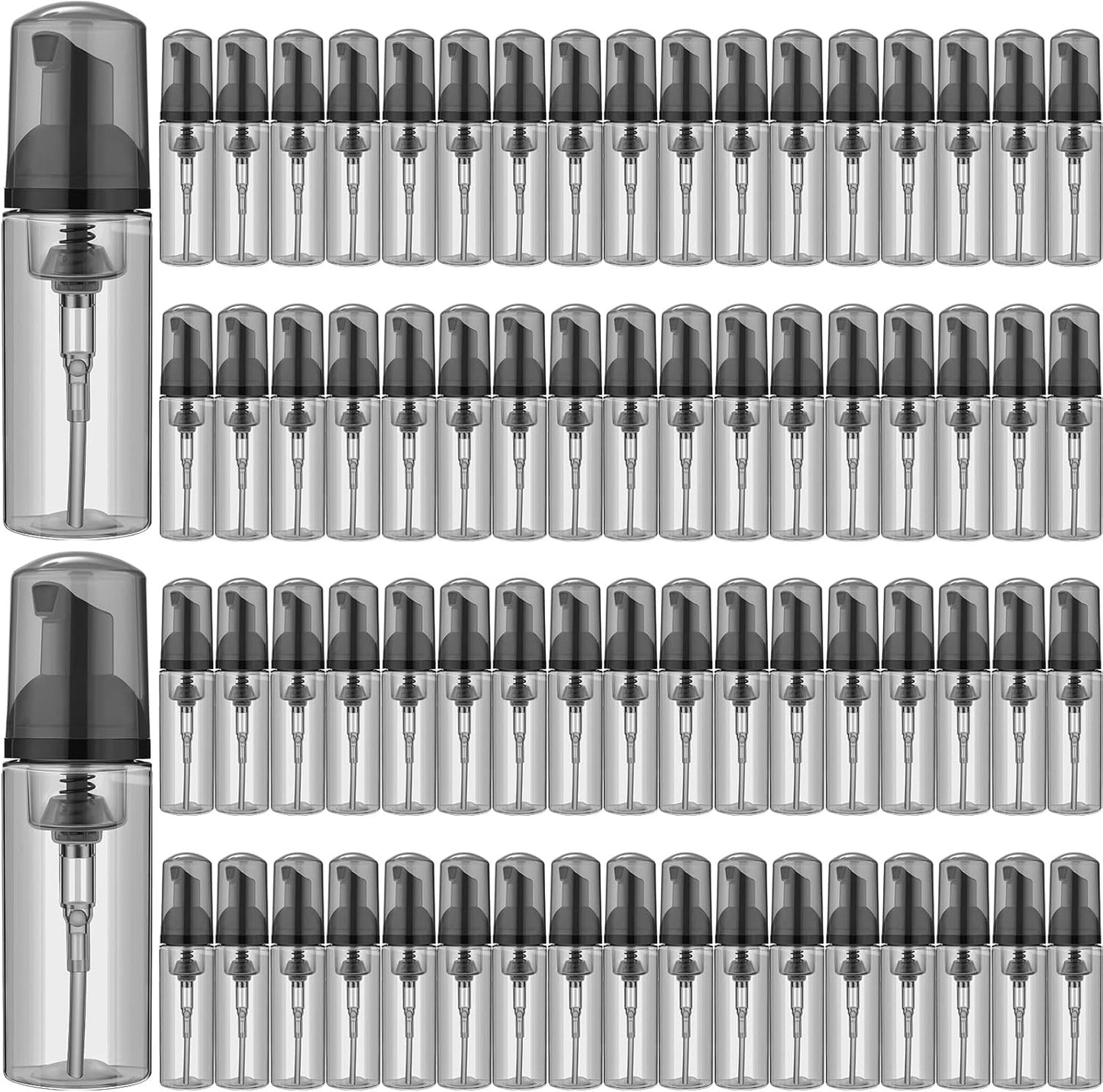 70 Pcs 2 oz Plastic Foam Soap Dispensers Refillable Lash Shampoo Bottles with Pump Mini Eyelash Cleaning Foam Bottle Dispenser for Refillable Travel Cosmetics (Gray)