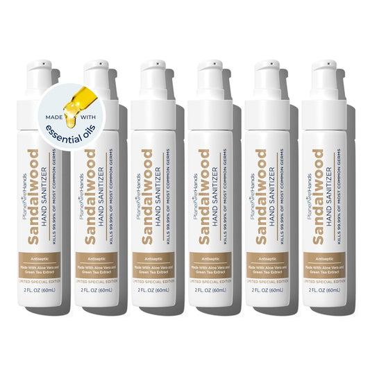 PlaneAire Sandalwood Lotion Hand Sanitizer | Travel Essential | TSA-Approved | Moisturizing Hand Lotion | Plant-Based and Vegan | Made with Essential Oils | Travel Size | 6-Pack