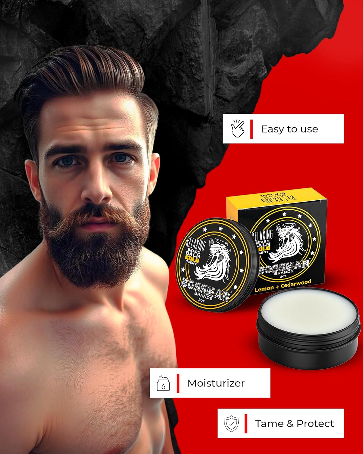 Bossman Beard Balm Variety Pack - Beard Grooming, Growth and Care Kit - Softener and Moisturizer - All 6 Scents