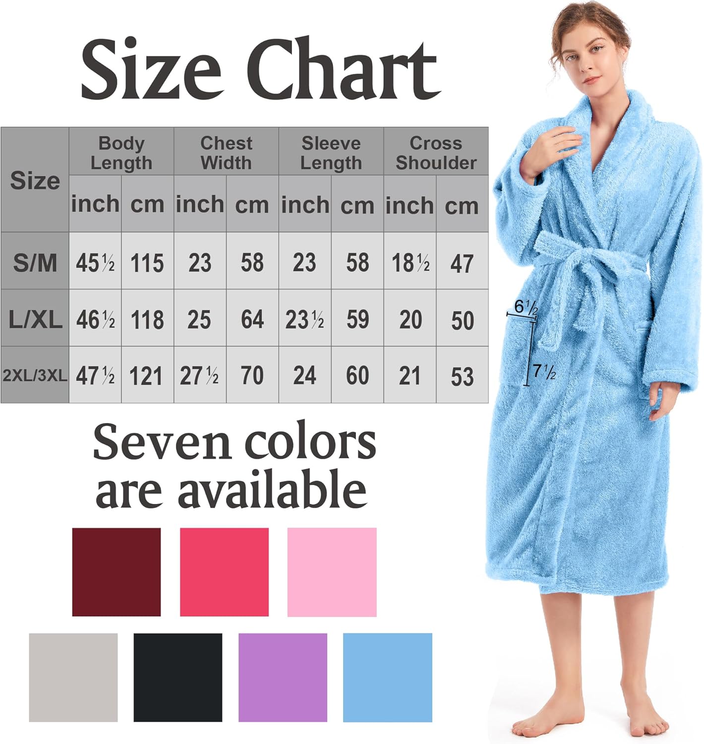 Inner Wish Womens Plush Fleece Robe, Cozy Warm Bathrobe Fuzzy Female Spa Robe With Pockets
