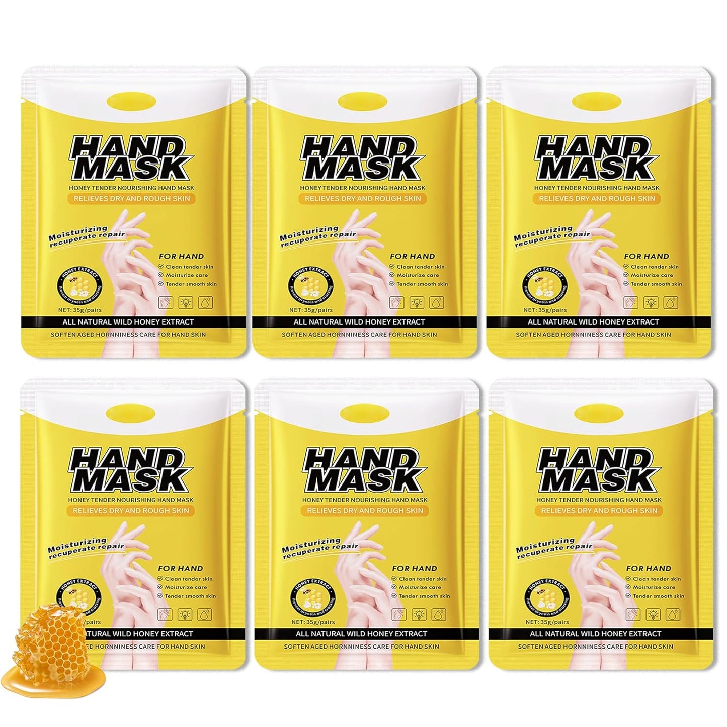 Hydrating Hand Masks, 6PCS Hand Mask Moisturizing Gloves for Men Women, Smooth Long Lasting Soft Exfoliating Hand Peeling Spa Mask Moisturizer Beauty Gift Set for Dry Cracked Rough Dull Hands（L)