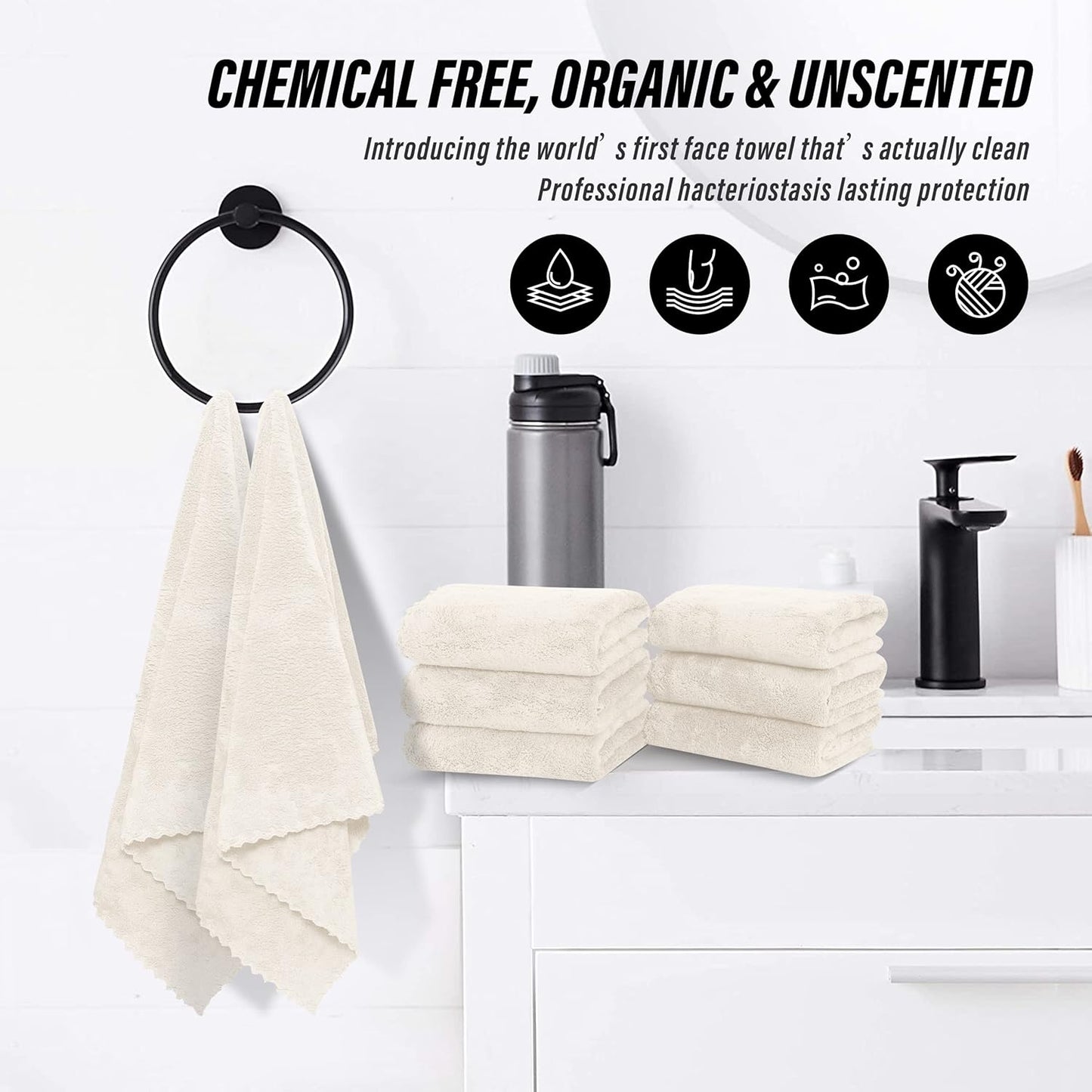 MOONQUEEN 6 Pack Premium Hand Towels - Quick Drying - Microfiber Coral Velvet Highly Absorbent Towels - Multipurpose Use as Hotel, Bathroom, Shower, Spa, Hand Towel 16 x 28 inches (Cream)