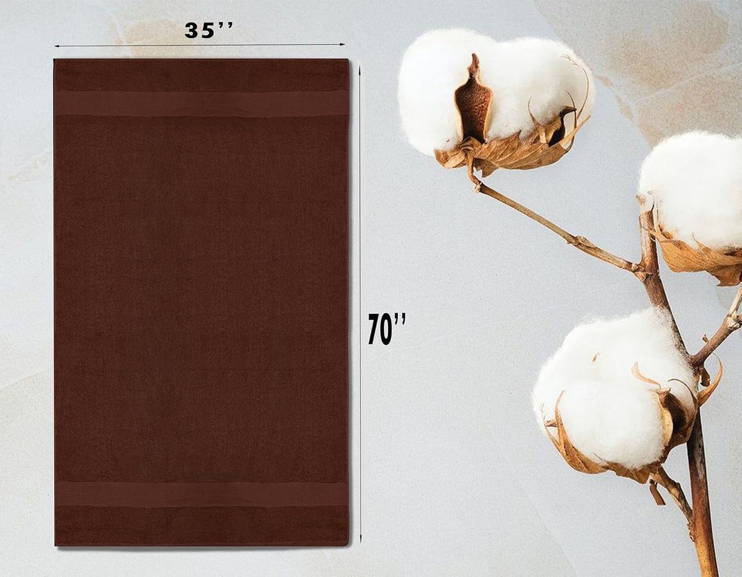 100% Cotton Luxury Bath Sheets - Pack of 2 (35" x 70") | Super Soft, Quick-Dry & Highly Absorbent Towels for Bathroom, Home, Spa & Gym (Dark Brown)