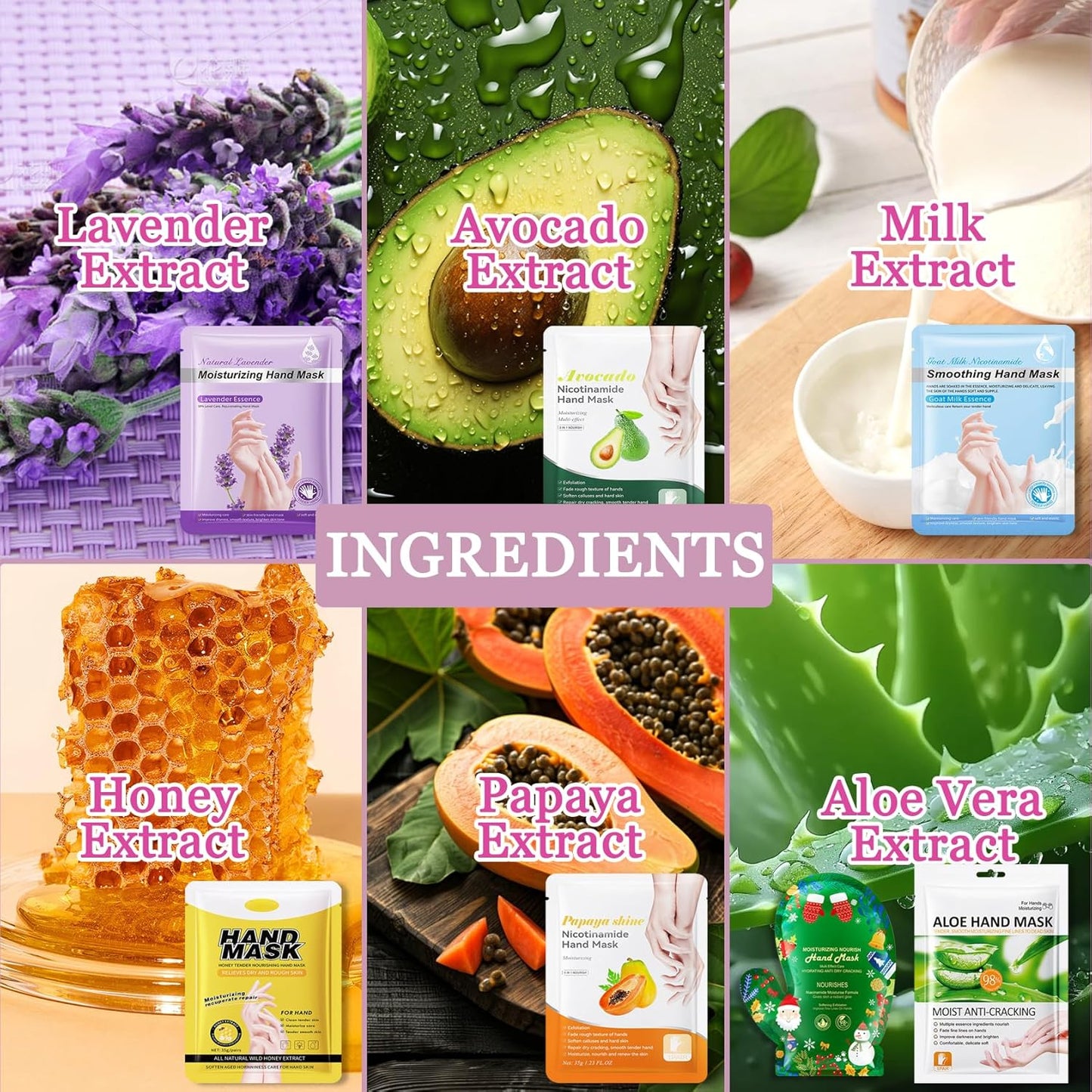 Hydrating Hand Masks, 6PCS Hand Mask Moisturizing Gloves for Men Women, Smooth Long Lasting Soft Exfoliating Hand Peeling Spa Mask Moisturizer Beauty Gift Set for Dry Cracked Rough Dull Hands（J)