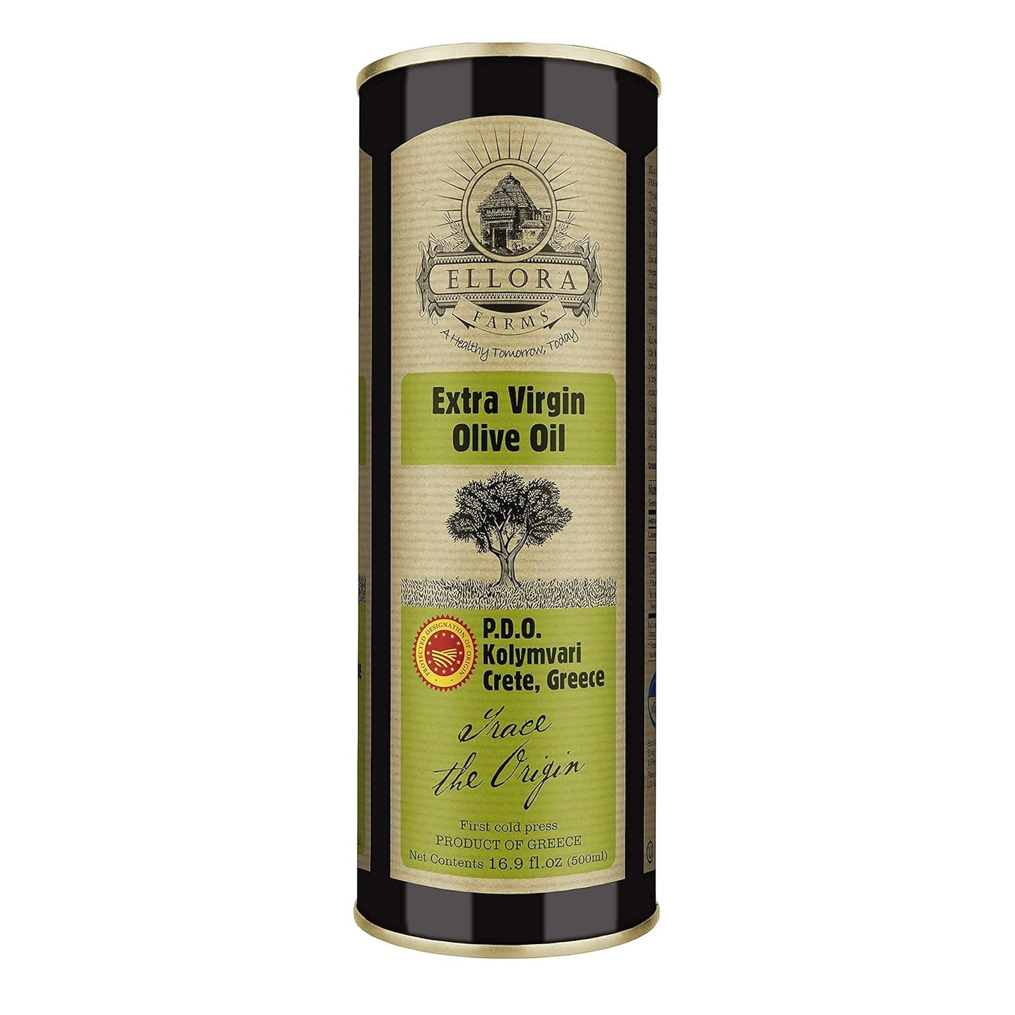 Ellora Farms, Certified PDO Extra Virgin Olive Oil, Single Estate, Single Origin, Single Variety, Cold Press & Traceable Olive Oil, Crete, Greece, Kosher CRETE 16.9 Fl Oz (Pack of 1)