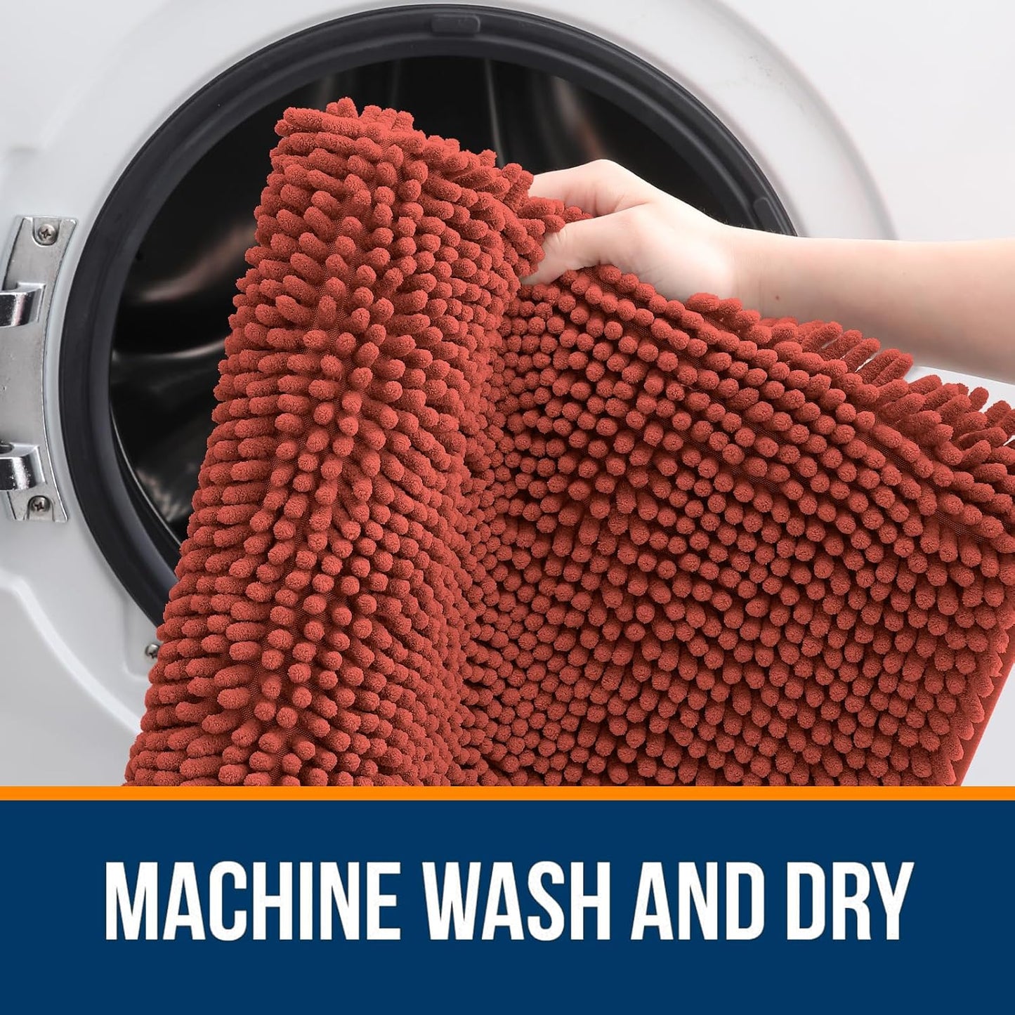 OLANLY Bathroom Rugs 30x20, Extra Soft Absorbent Chenille Bath Rugs, Rubber Backing Quick Dry, Machine Washable Bath Mats for Bathroom Floor, Tub and Shower, Home Decor Accessories, Rustic Terracotta