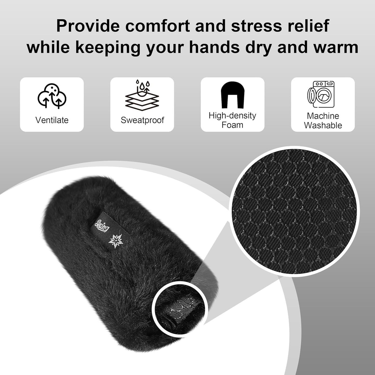 SPRING SEAON Walker Hand Pads Fluffy Walker Handle Cushions Non-Slip Universal Walker Grips Padded Hand Covers Soft Pads for Walkers for Seniors Walker Pads for Handles Folding Rolling Wheelchair, Rollator Handle, Elderly Grippers 2 Pack