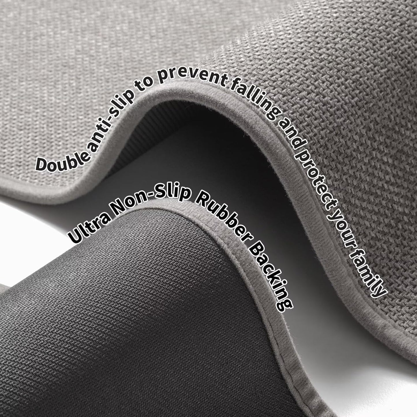 Non Slip Bath Mat Bathroom Rugs, Rubber Backing Braided Ultra Thin Bath Mats, Super Absorbent Quick Dry Bath Rug Shower Mat, Bathroom Floor Mat Fit Under Door, Machine Washable, Gray 24" x 35"