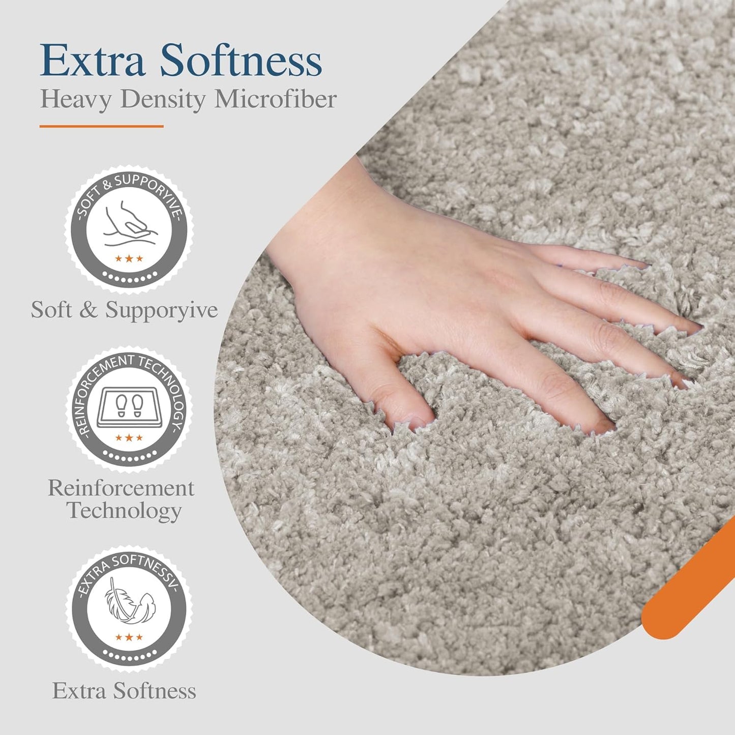 Walensee Luxury Bathroom Rug, 24" x 40", Light Tan - Extra Soft, Absorbent, Non-Slip, Machine Washable Shaggy Bath Mat for Bathroom