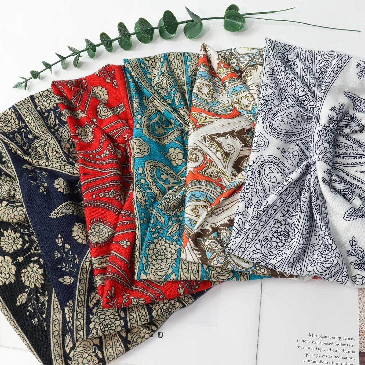 Wide Headbands for Women Knotted No Slip Head Bands Soft Turban Headband Hair Accessories Boho African Solid Color Head Wraps for Women Yoga Workout Pack of 6