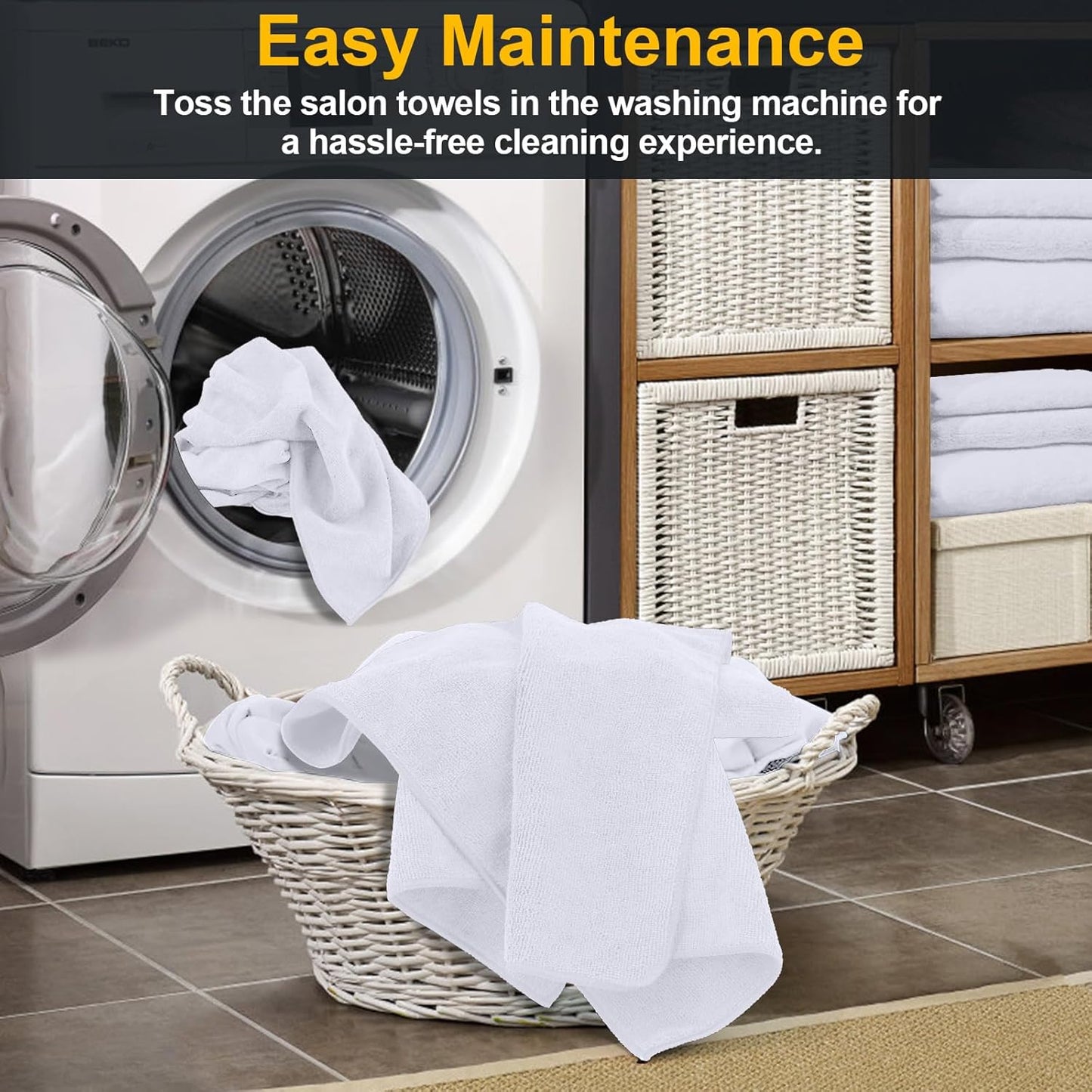 Salon Towels 24 Pack, Super Soft Microfiber Hand Towel, Highly Absorbent Hair-Drying Cloth for Gym, Bath, Spa Use and Home Beauty Care - White (16x29 inch)