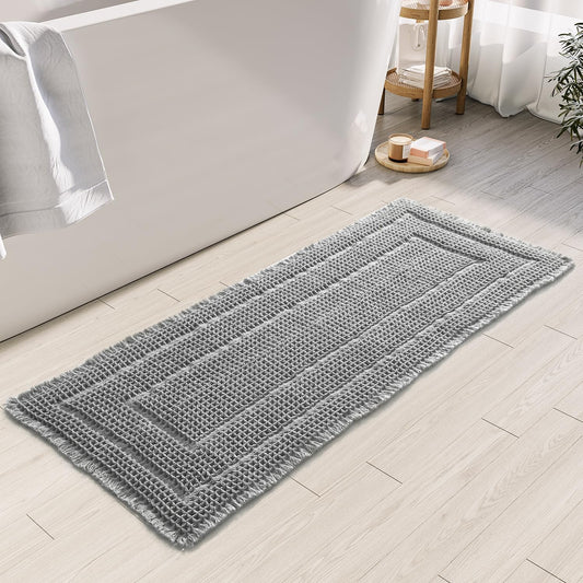 Bath Mats for Bathroom Non Slip,Waffle Luxury Bath Mat,Machine Washable Bath Mat for Shower,Ultra Soft Bathmat,Gray,19"*48"