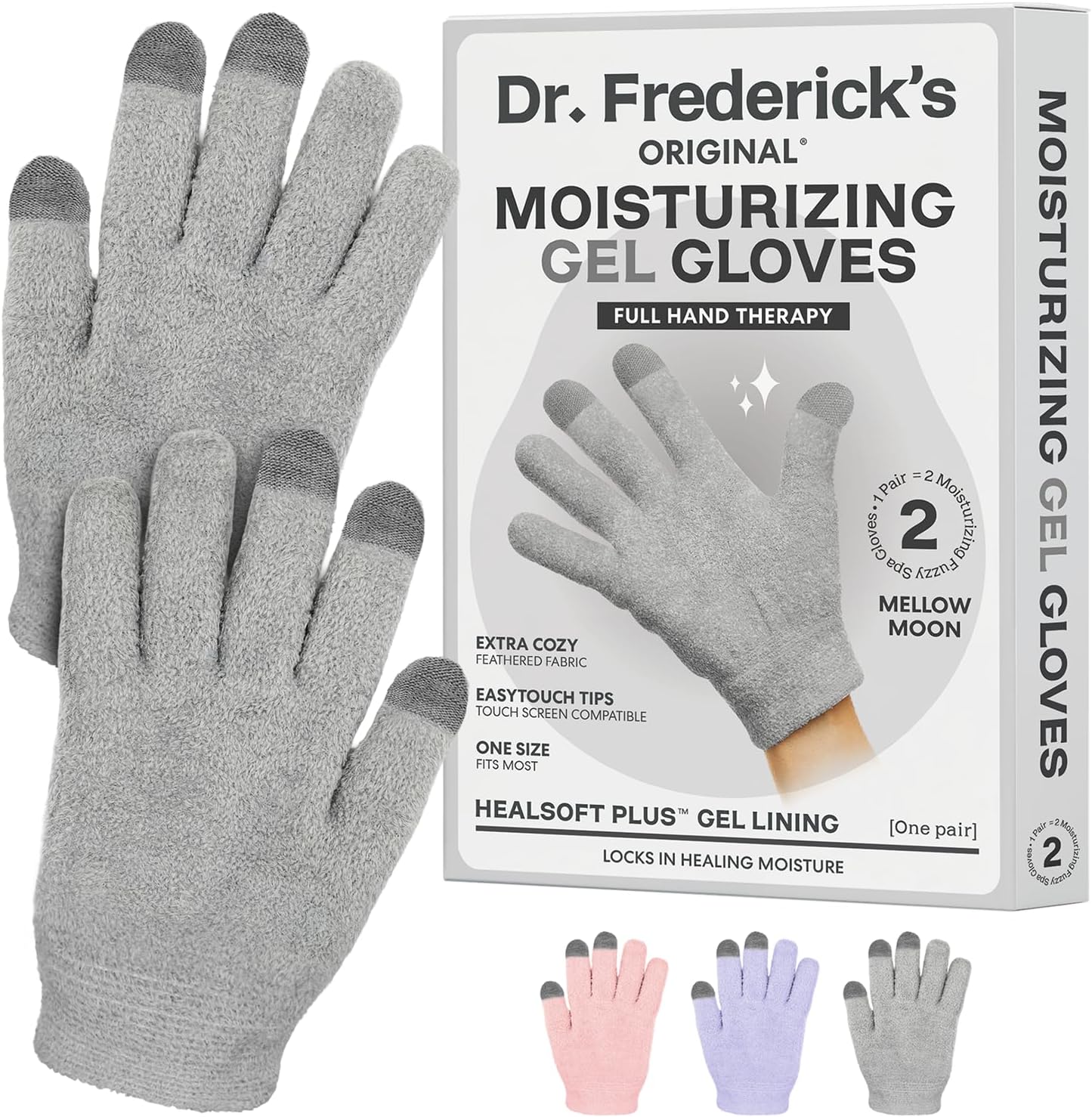 Dr. Frederick’s Original Moisturizing Gel Gloves – Deep Moisturizing and Fast Relief for Dry Hands – Touchscreen-Friendly – Mango Butter, Shea Butter, Jojoba, & Coconut Oil (Mellow Moon)