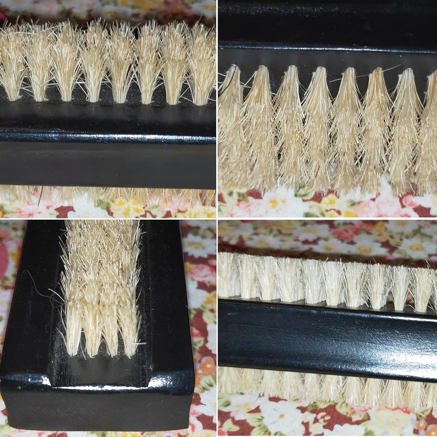 Coralpearl Wooden Nail Brush Cleaner Black X 1 in Natural 100% Boar Bristle for Cleaning Hand Finger Foot Toe, Fingernail Toenail Scrub Brush for Men Women Kids Manicure Pedicure Care (Two sided)