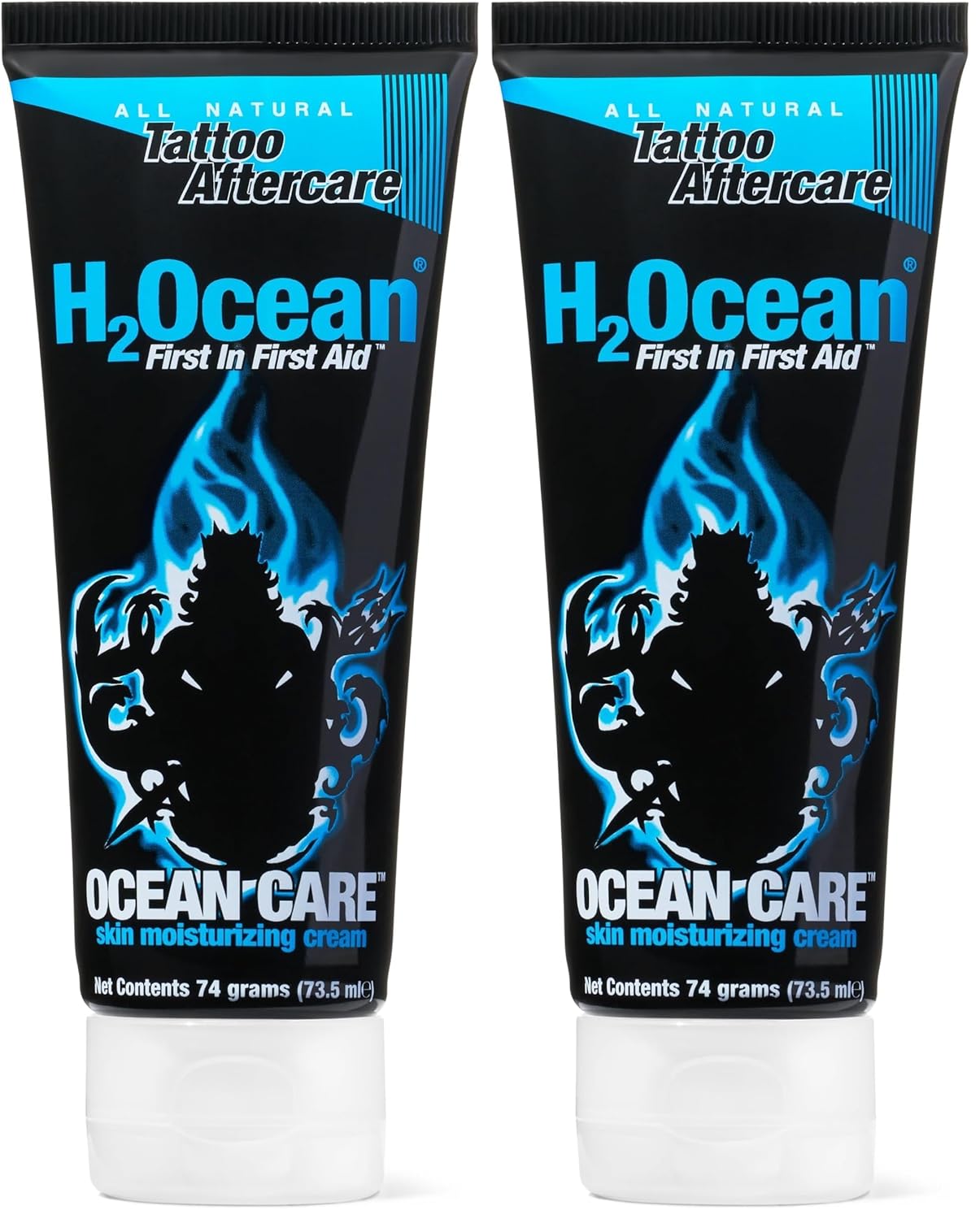 H2Ocean Ocean Care Tattoo Aftercare Lotion 2.5ounces-Fragrance Free Tattoo Moisturizing Cream-For New & Old Tattoos-Heals & Revitalizes - Dye Free (Pack of 2)