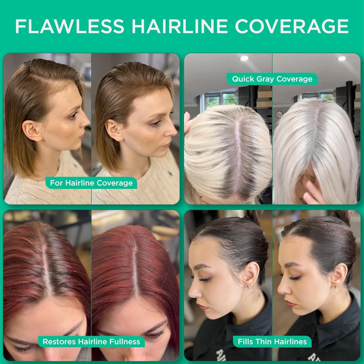 THICK FIBER Root Touch Up & Hairline Powder with Brush (LARGE 10g) – Covers Grey Roots, Thinning Hair & Bald Spots – Sweat & Water Resistant Hair Concealer for Women & Men (Grey)