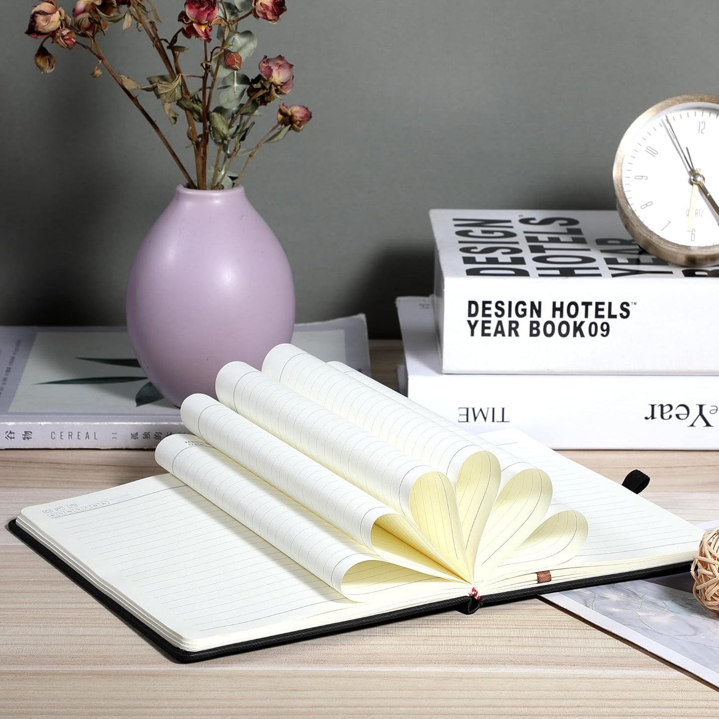 CAGIE Lined Journal Notebook for Work, Hardcover Notebook Journal with Pen Loop, A5 Notebook Journal Cover, Medium 5.7" x 8.3", (Blue Ruled), Gifts