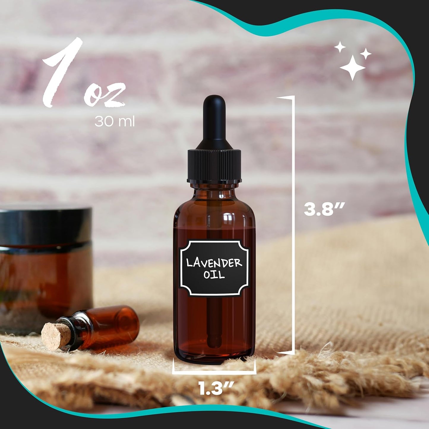 Nevlers 100PK 1oz Amber Glass Dropper Bottles | Leakproof Glass Dropper Bottle 1 Oz Set w/Shrink Wrap, Funnels, Brushes, Labels & Markers | 30ml Liquid Medicine Dispenser & Serum Travel Container Kit