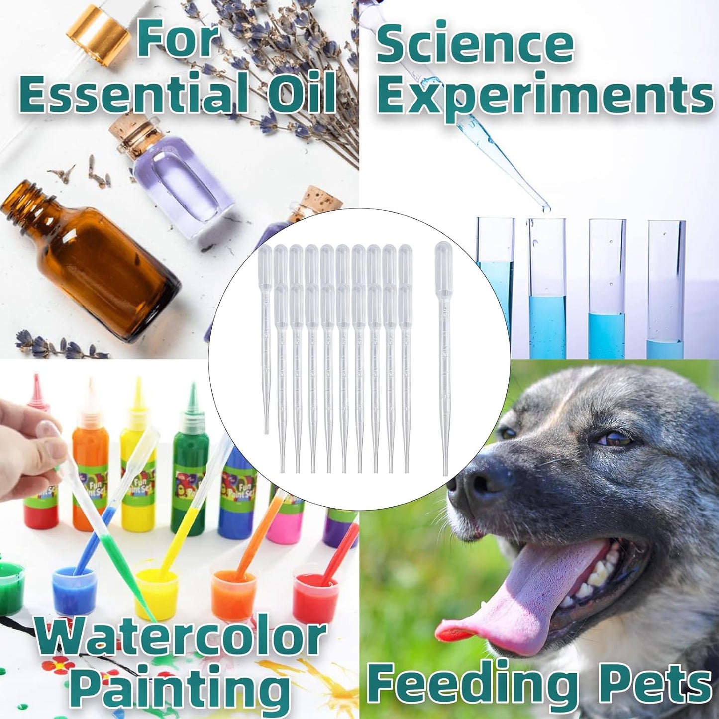 100 PCS 3ML Pipettes Dropper - Disposable Plastic Dropper Pipette for Accurate Liquid Transfer, Excellent Suction, Pipettes for Essential Oils, Resin, Crafts, Labs, Kids Activities, DIY Art