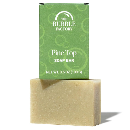 The Bubble Factory Handmade Soap, All Natural Soap for Women & Men, Hand, Bath & Body Natural Bar Soap, Vegan, Palm Oil Free, Made in USA with Shea Butter + Essential Oils, Pine Top, Single