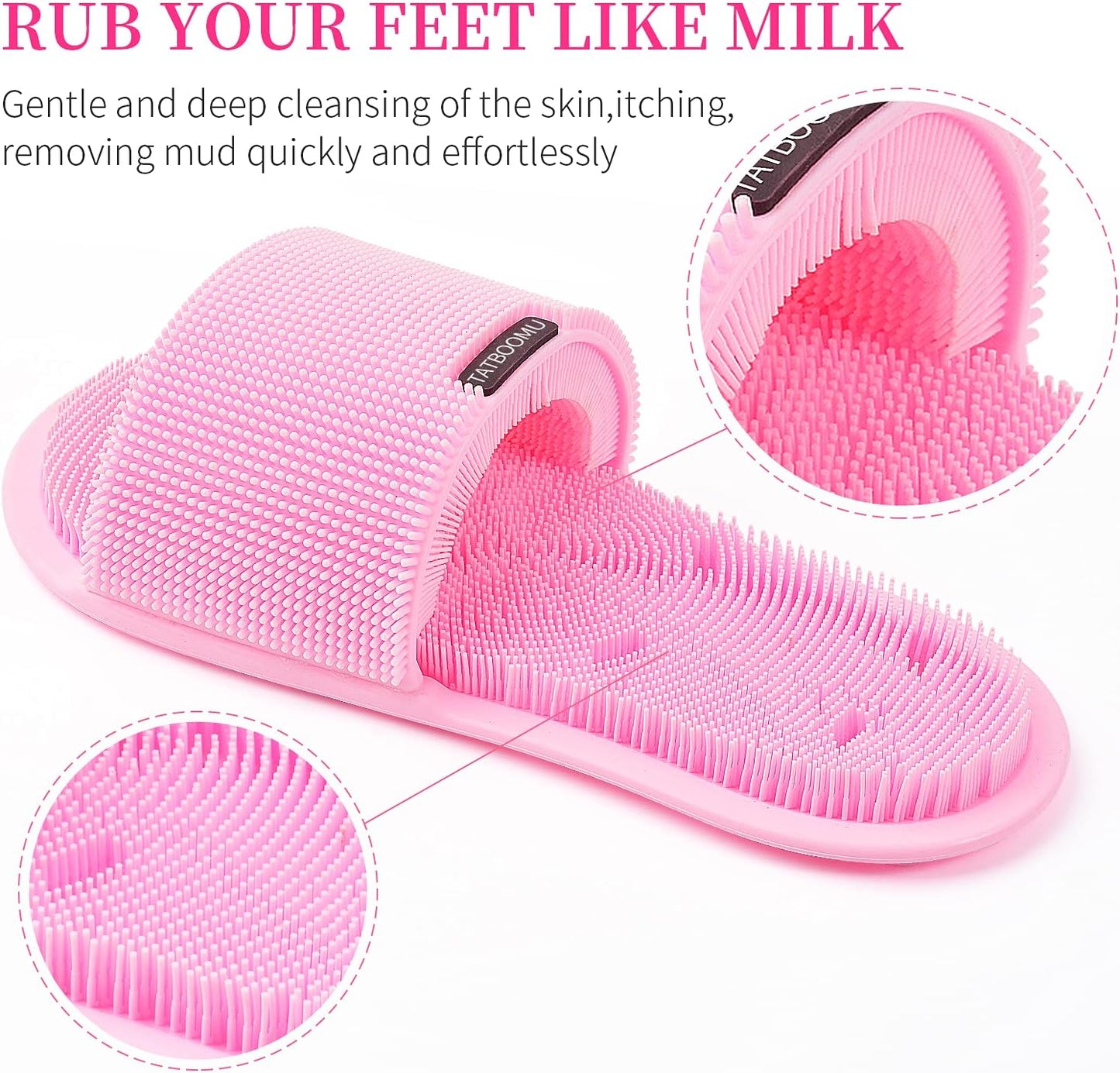 Shower Foot Scrubber,Soft Silicone Bristles with Non-Slip Suction Cups - Cleans,Smooths,Exfoliates & Massages Your Feet Without Bending,Improve Circulation & Soothes Tired Feet (1PCS Pink)