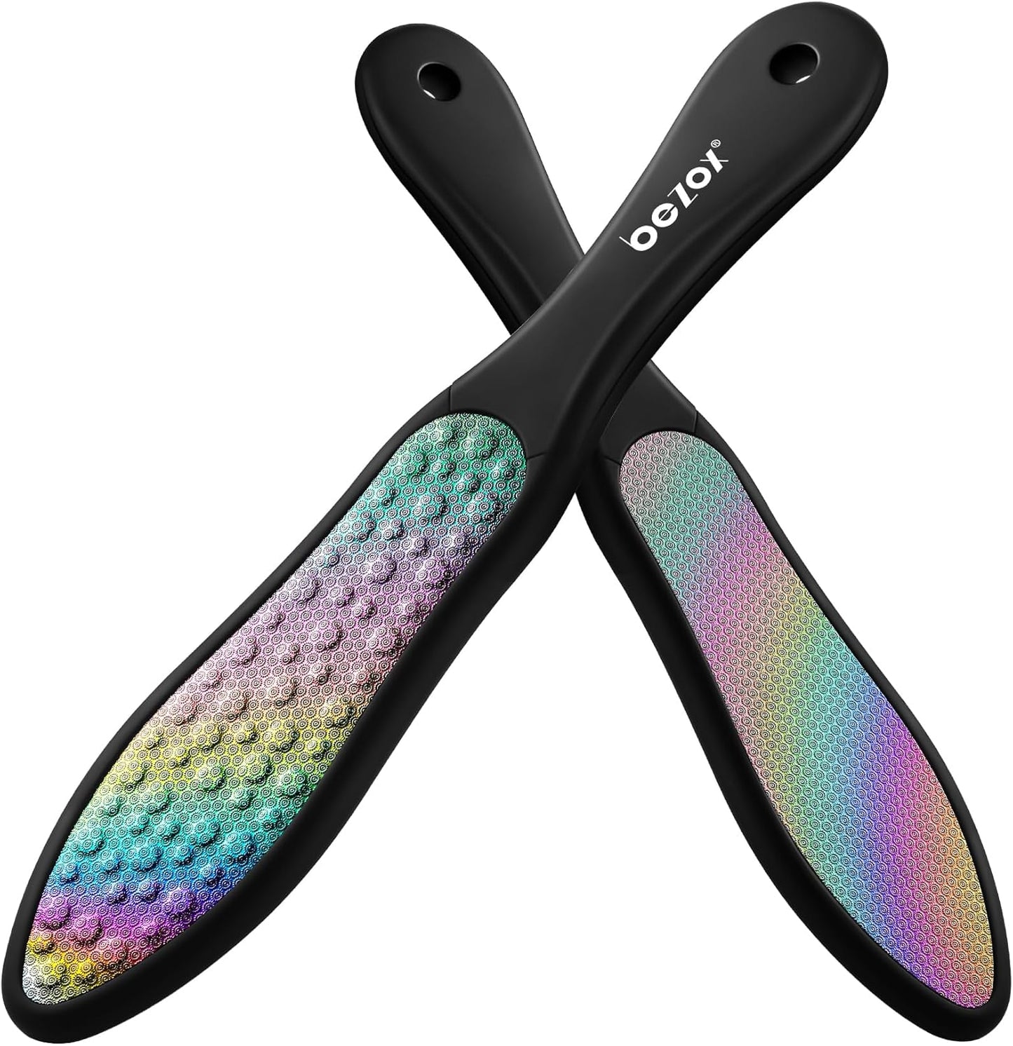 BEZOX Foot File Callus Remover(1 PCS), Double Sided Callus File Scraper, Foot Scrubber for Cracked Heel and Foot Corn Removal, Stainless Steel Pedicure File - Rainbow
